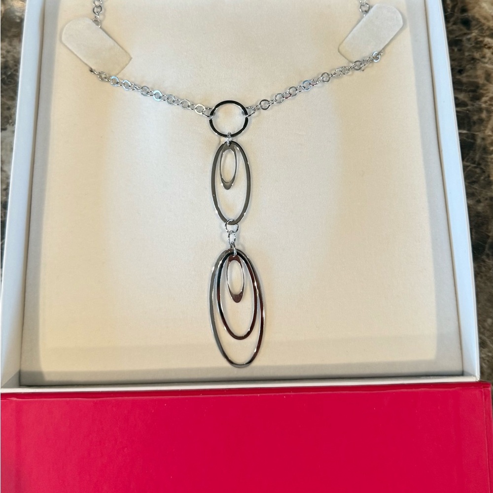 Zinzi Silver Jewels Elegant Silver Necklace with Oval Pendants